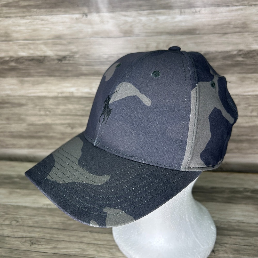 Polo Ralph Lauren Stretch Twill Camo Performance Ball Cap Hat Black Gray - Picture 2 of 8